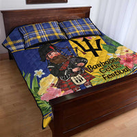 Barbados Celtic 2025 Festival Quilt Bed Set Scottish Man With Bagpipes