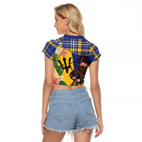 Barbados Celtic 2025 Festival Raglan Cropped T Shirt Scottish Man With Bagpipes