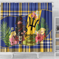Barbados Celtic 2025 Festival Shower Curtain Scottish Man With Bagpipes
