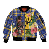 Barbados Celtic 2025 Festival Sleeve Zip Bomber Jacket Scottish Man With Bagpipes