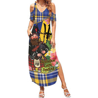 Barbados Celtic 2025 Festival Summer Maxi Dress Scottish Man With Bagpipes