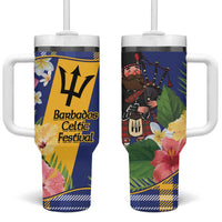 Barbados Celtic 2025 Festival Tumbler With Handle Scottish Man With Bagpipes