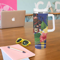 Barbados Celtic 2025 Festival Tumbler With Handle Scottish Man With Bagpipes