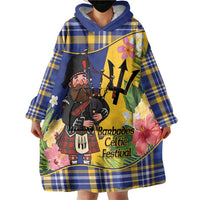 Barbados Celtic 2025 Festival Wearable Blanket Hoodie Scottish Man With Bagpipes