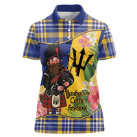 Barbados Celtic 2025 Festival Women Polo Shirt Scottish Man With Bagpipes