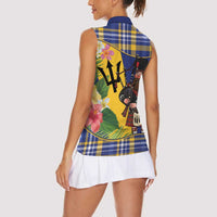 Barbados Celtic 2025 Festival Women Sleeveless Polo Shirt Scottish Man With Bagpipes