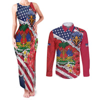Haitian Heritage Month Couples Matching Tank Maxi Dress and Long Sleeve Button Shirt Haitian Americans Proud Grunge Style
