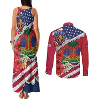 Haitian Heritage Month Couples Matching Tank Maxi Dress and Long Sleeve Button Shirt Haitian Americans Proud Grunge Style