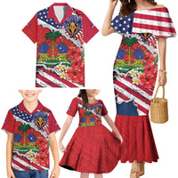 Haitian Heritage Month Family Matching Mermaid Dress and Hawaiian Shirt Haitian Americans Proud Grunge Style