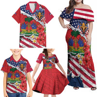 Haitian Heritage Month Family Matching Off Shoulder Maxi Dress and Hawaiian Shirt Haitian Americans Proud Grunge Style