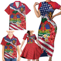 Haitian Heritage Month Family Matching Short Sleeve Bodycon Dress and Hawaiian Shirt Haitian Americans Proud Grunge Style