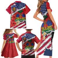 Haitian Heritage Month Family Matching Short Sleeve Bodycon Dress and Hawaiian Shirt Haitian Americans Proud Grunge Style