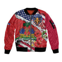 Haitian Heritage Month Sleeve Zip Bomber Jacket Haitian Americans Proud Grunge Style
