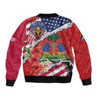 Haitian Heritage Month Sleeve Zip Bomber Jacket Haitian Americans Proud Grunge Style