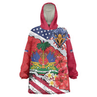 Haitian Heritage Month Wearable Blanket Hoodie Haitian Americans Proud Grunge Style