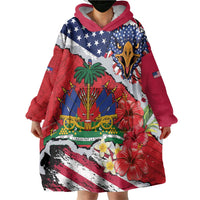 Haitian Heritage Month Wearable Blanket Hoodie Haitian Americans Proud Grunge Style