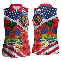 Haitian Heritage Month Women Sleeveless Polo Shirt Haitian Americans Proud Grunge Style