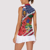Haitian Heritage Month Women Sleeveless Polo Shirt Haitian Americans Proud Grunge Style