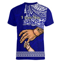 Polynesian Pride Father Day American Samoa Women V Neck T Shirt I Love You Dad - Wonder Print Shop