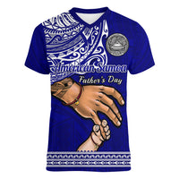Personalised Father Day American Samoa Women V Neck T Shirt I Love You Dad - Wonder Print Shop