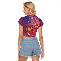 Polynesian Pride Father Day Guam Raglan Cropped T Shirt I Love You Dad Guaman Latte Stone - Wonder Print Shop