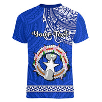 Personalised Father Day Northern Mariana Islands Women V Neck T Shirt CNMI I Love You Dad - Wonder Print Shop