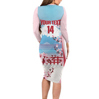 Japan Rugby Custom Family Matching Long Sleeve Bodycon Dress and Hawaiian Shirt Go Sakuras Japanese Mount Fuji