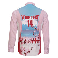 Japan Rugby Custom Family Matching Off The Shoulder Long Sleeve Dress and Hawaiian Shirt Go Sakuras Japanese Mount Fuji
