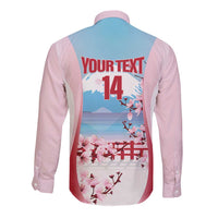Japan Rugby Custom Long Sleeve Button Shirt Go Sakuras Japanese Mount Fuji