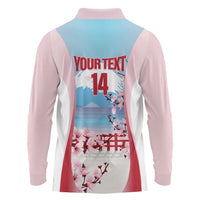 Japan Rugby Custom Long Sleeve Polo Shirt Go Sakuras Japanese Mount Fuji