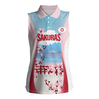 Japan Rugby Custom Women Sleeveless Polo Shirt Go Sakuras Japanese Mount Fuji