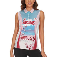 Japan Rugby Custom Women Sleeveless Polo Shirt Go Sakuras Japanese Mount Fuji