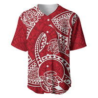 Polynesian Pride Hawaii Baseball Jersey Hawaiian Tribal Honu Red Version - Wonder Print Shop