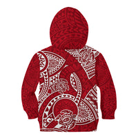 Polynesian Pride Hawaii Kid Hoodie Hawaiian Tribal Honu Red Version - Wonder Print Shop