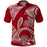 Polynesian Pride Hawaii Polo Shirt Hawaiian Tribal Honu Red Version - Wonder Print Shop