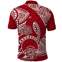 Polynesian Pride Hawaii Polo Shirt Hawaiian Tribal Honu Red Version - Wonder Print Shop