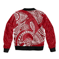 Polynesian Pride Hawaii Sleeve Zip Bomber Jacket Hawaiian Tribal Honu Red Version - Wonder Print Shop