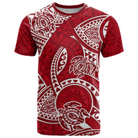 Polynesian Pride Hawaii T Shirt Hawaiian Tribal Honu Red Version - Wonder Print Shop