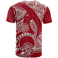 Polynesian Pride Hawaii T Shirt Hawaiian Tribal Honu Red Version - Wonder Print Shop