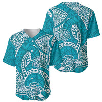 Polynesian Pride Hawaii Baseball Jersey Hawaiian Tribal Honu Turquoise Version - Wonder Print Shop