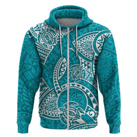 Polynesian Pride Hawaii Hoodie Hawaiian Tribal Honu Turquoise Version - Wonder Print Shop