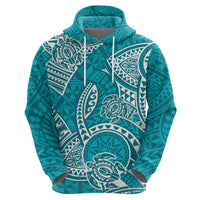 Polynesian Pride Hawaii Hoodie Hawaiian Tribal Honu Turquoise Version - Wonder Print Shop