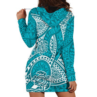 Polynesian Pride Hawaii Hoodie Dress Hawaiian Tribal Honu Turquoise Version - Wonder Print Shop