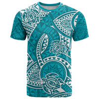 Polynesian Pride Hawaii T Shirt Hawaiian Tribal Honu Turquoise Version - Wonder Print Shop