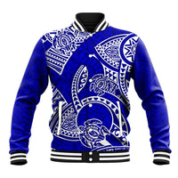 Polynesian Pride Hawaii Baseball Jacket Hawaiian Tribal Honu Blue Version - Wonder Print Shop