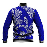 Polynesian Pride Hawaii Baseball Jacket Hawaiian Tribal Honu Blue Version - Wonder Print Shop