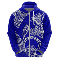 Polynesian Pride Hawaii Hoodie Hawaiian Tribal Honu Blue Version - Wonder Print Shop