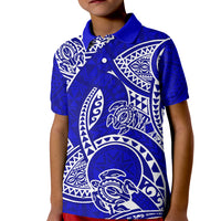 Polynesian Pride Hawaii Kid Polo Shirt Hawaiian Tribal Honu Blue Version - Wonder Print Shop