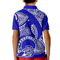 Polynesian Pride Hawaii Kid Polo Shirt Hawaiian Tribal Honu Blue Version - Wonder Print Shop