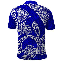 Polynesian Pride Hawaii Polo Shirt Hawaiian Tribal Honu Blue Version - Wonder Print Shop
